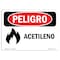 Signmission OSHA Danger Sign, Acetylene Spanish, 10in X 7in Rigid Plastic, 7" H, 10" W, Acetylene Spanish OS-DS-P-710-LS-1014 - alternate 1